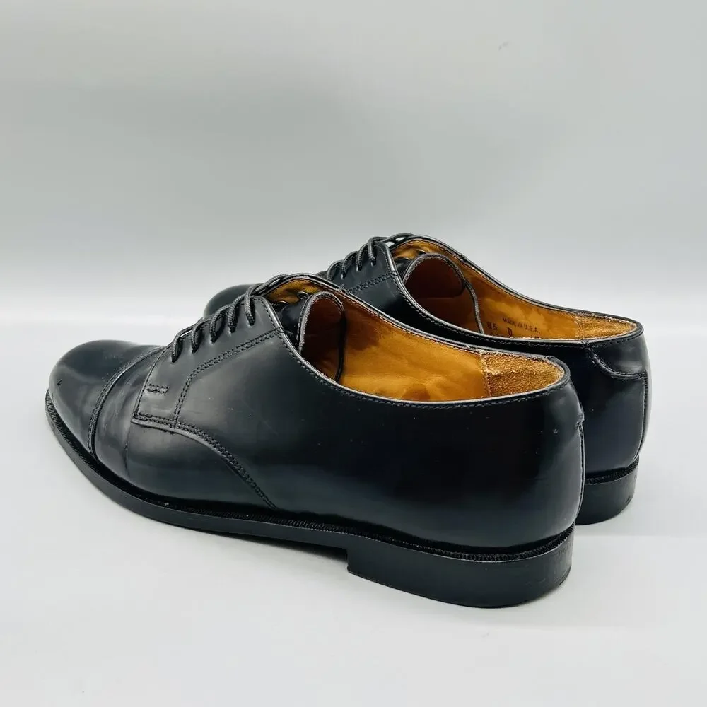 Cole Haan Shoes Men 8.5 Black Leather Cap Toe Derby Oxford Dress Slip On Classic